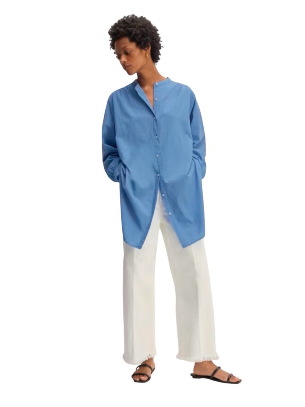 Everlane NEW The Gauze Oversized Button Shirt in Sky Womens L/XL Minimalist
